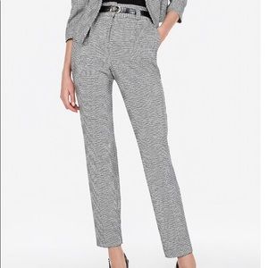 High Waisted Pleated Plaid Ankle Pant | Express